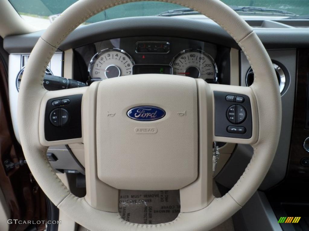 2011 Ford Expedition EL XLT Camel Steering Wheel Photo #49253306