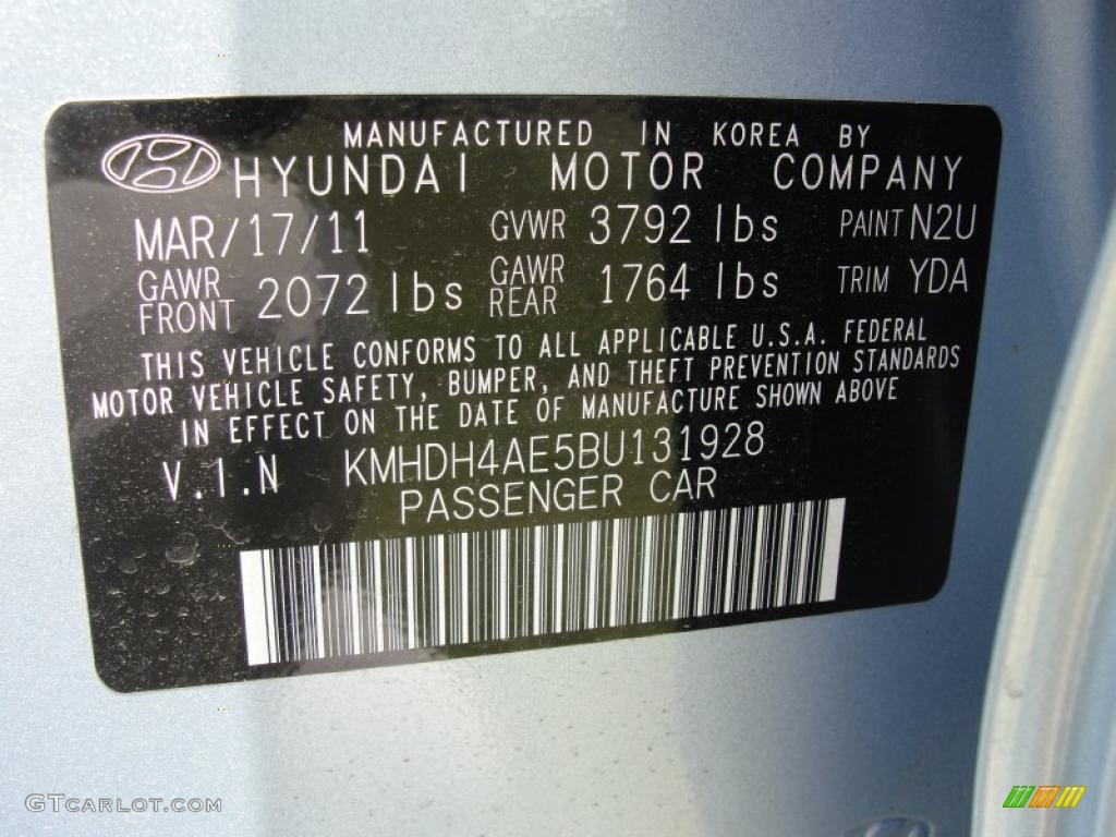 2011 Elantra GLS - Blue Sky Metallic / Beige photo #35