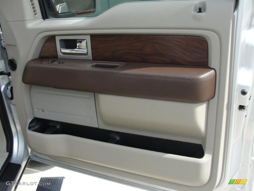 2010 Ford F150 Platinum SuperCrew Medium Stone Leather/Sienna Brown Door Panel Photo #49260299