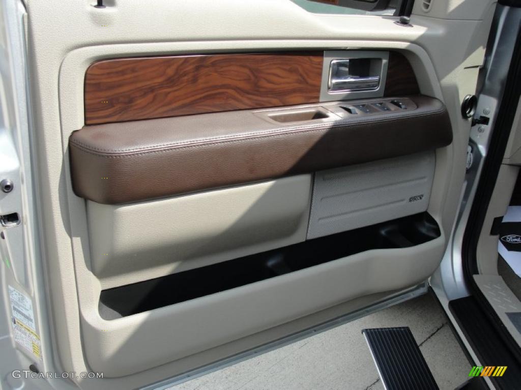 2010 Ford F150 Platinum SuperCrew Medium Stone Leather/Sienna Brown Door Panel Photo #49260404