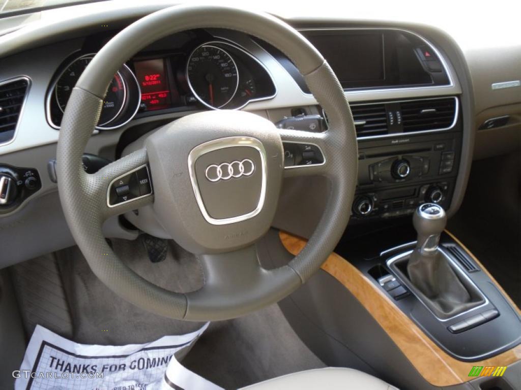 2010 Audi A5 2.0T quattro Coupe Linen Beige Steering Wheel Photo #49260572