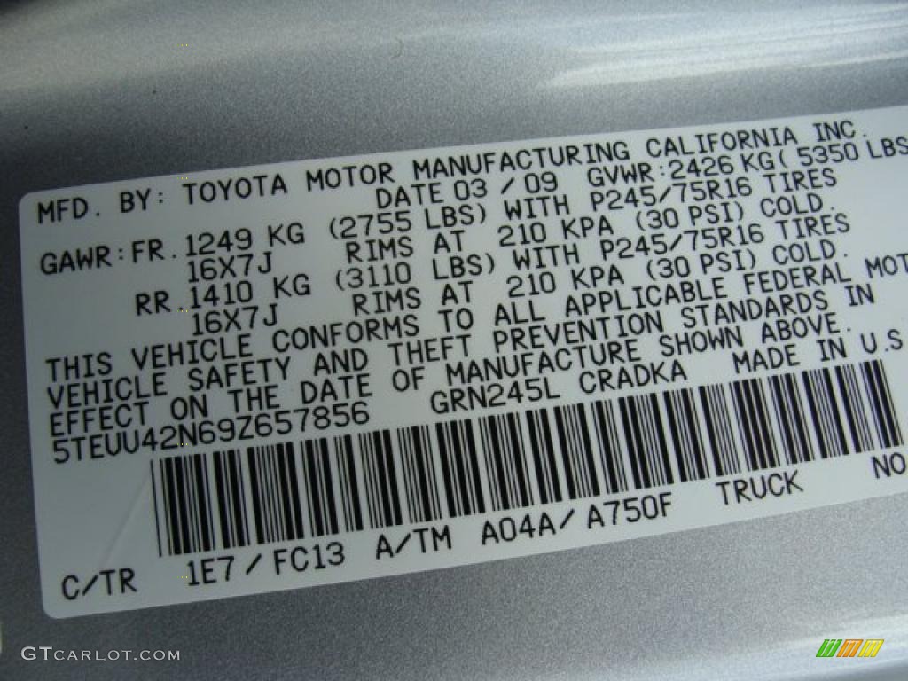 2009 Tacoma V6 SR5 Access Cab 4x4 - Silver Streak Mica / Graphite Gray photo #15