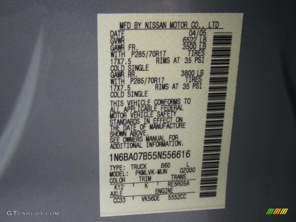 Nissan titan interior color code #5