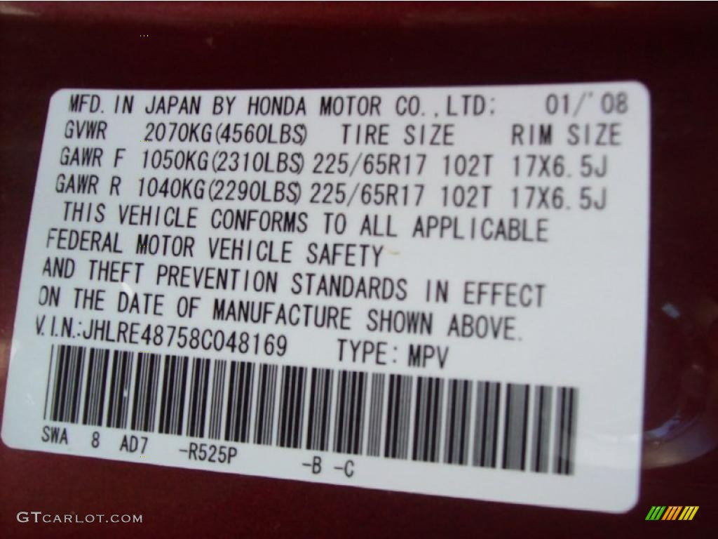 2008 CR-V EX-L 4WD - Tango Red Pearl / Gray photo #25