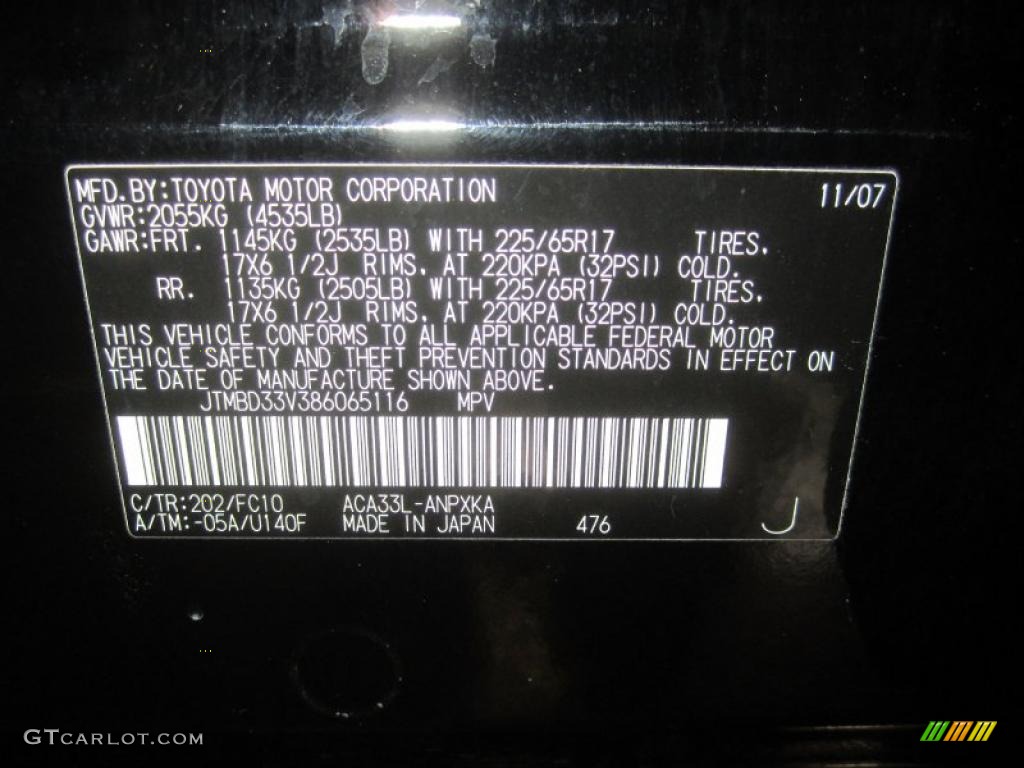 2008 RAV4 4WD - Black / Dark Charcoal photo #8