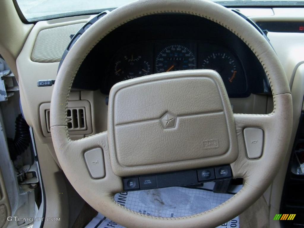 1991 Chrysler LeBaron Premium LX Convertible Beige Steering Wheel Photo #49278674