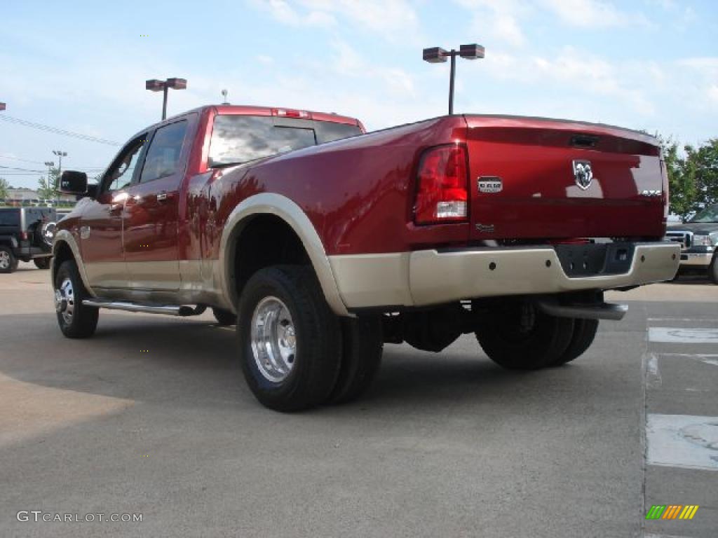 Deep Cherry Red Crystal Pearl 2011 Dodge Ram 3500 HD Laramie Longhorn Crew Cab 4x4 Dually Exterior Photo #49280054