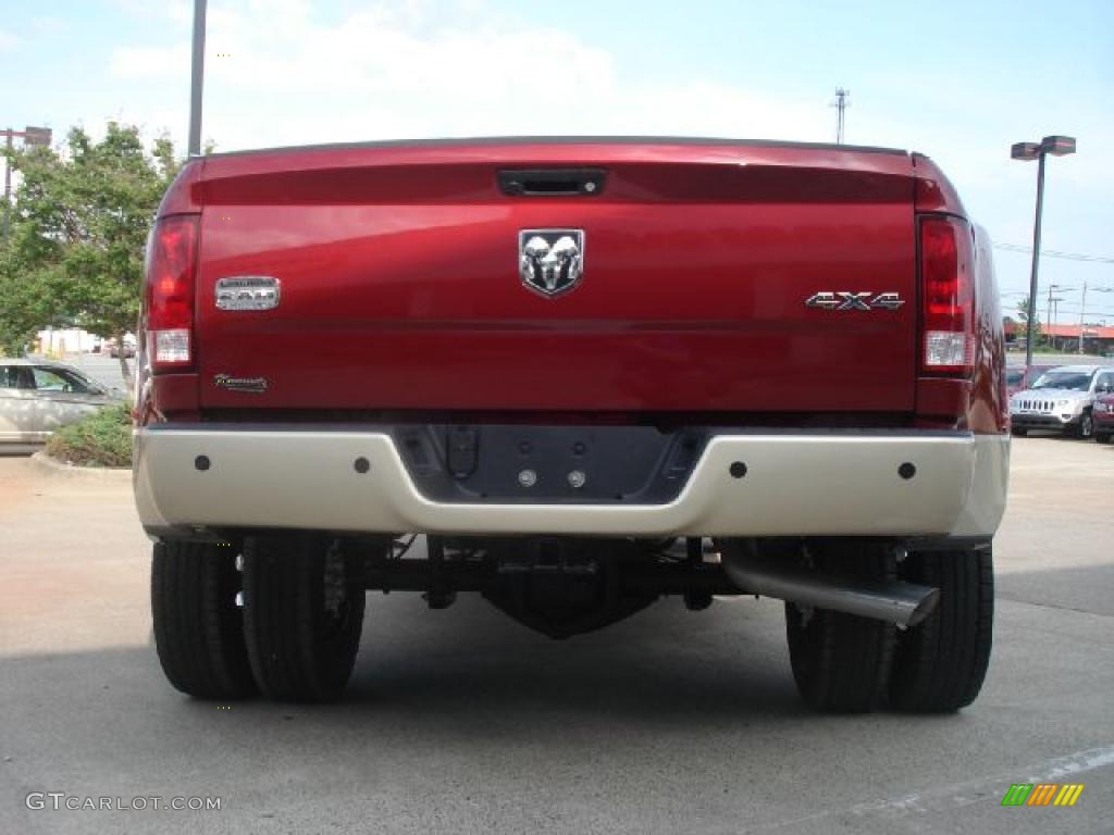 Deep Cherry Red Crystal Pearl 2011 Dodge Ram 3500 HD Laramie Longhorn Crew Cab 4x4 Dually Exterior Photo #49280060