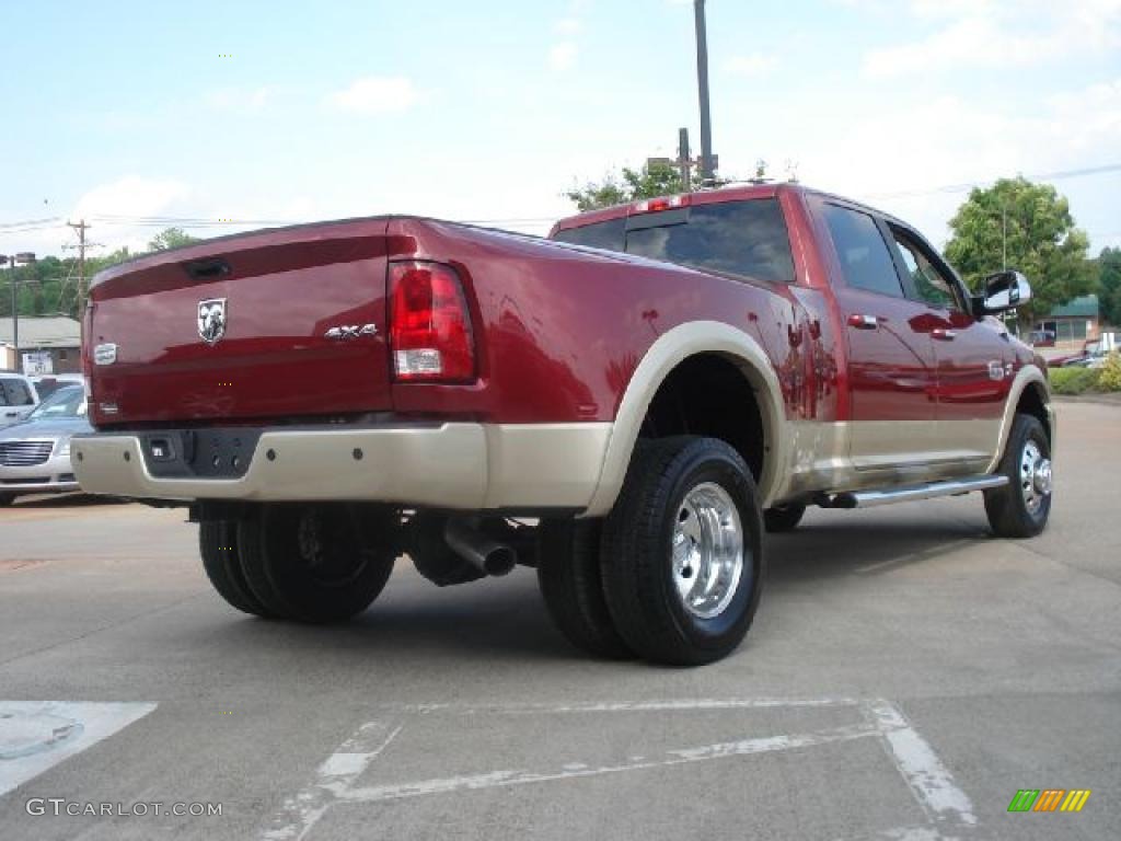Deep Cherry Red Crystal Pearl 2011 Dodge Ram 3500 HD Laramie Longhorn Crew Cab 4x4 Dually Exterior Photo #49280075