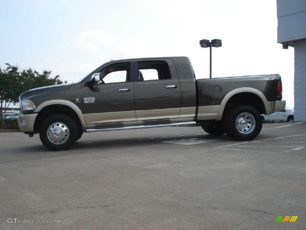 2011 Ram 3500 HD Laramie Longhorn Mega Cab 4x4 Dually - Rugged Brown Pearl / Dark Slate Gray/Russet Brown photo #2