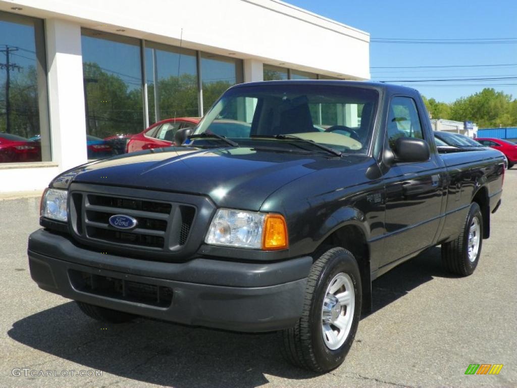 2005 Ranger XLT Regular Cab - Dark Green Satin Metallic / Medium Pebble Tan photo #1