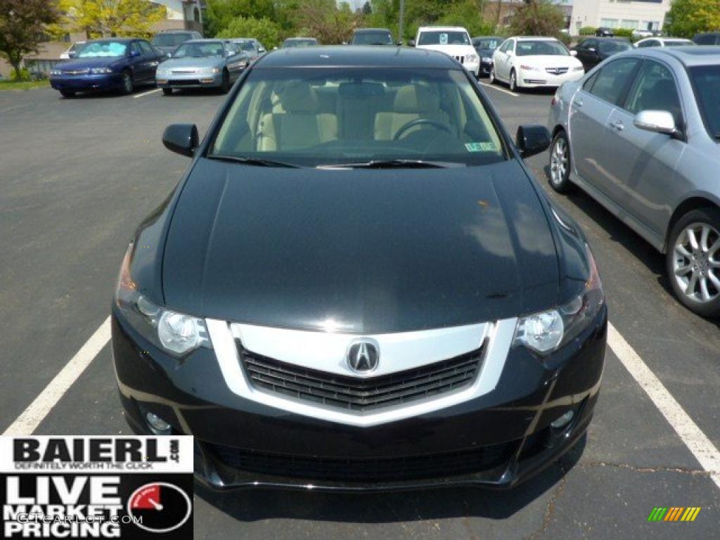 2009 TSX Sedan - Crystal Black Pearl / Parchment photo #2