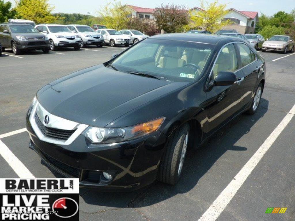 2009 TSX Sedan - Crystal Black Pearl / Parchment photo #3