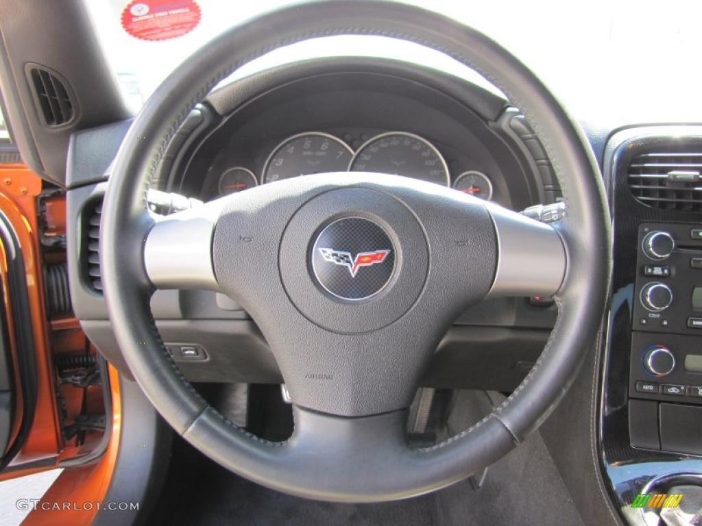 2008 Chevrolet Corvette Coupe Ebony Steering Wheel Photo #49289264