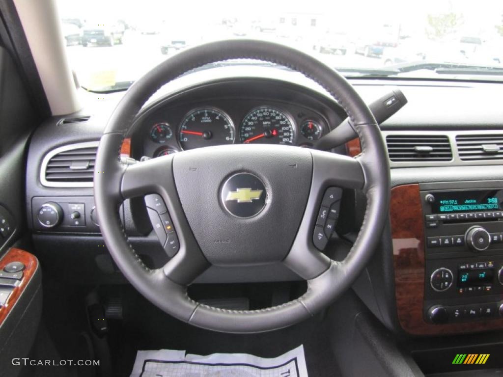 2010 Chevrolet Silverado 2500HD LTZ Crew Cab 4x4 Ebony Steering Wheel Photo #49289675