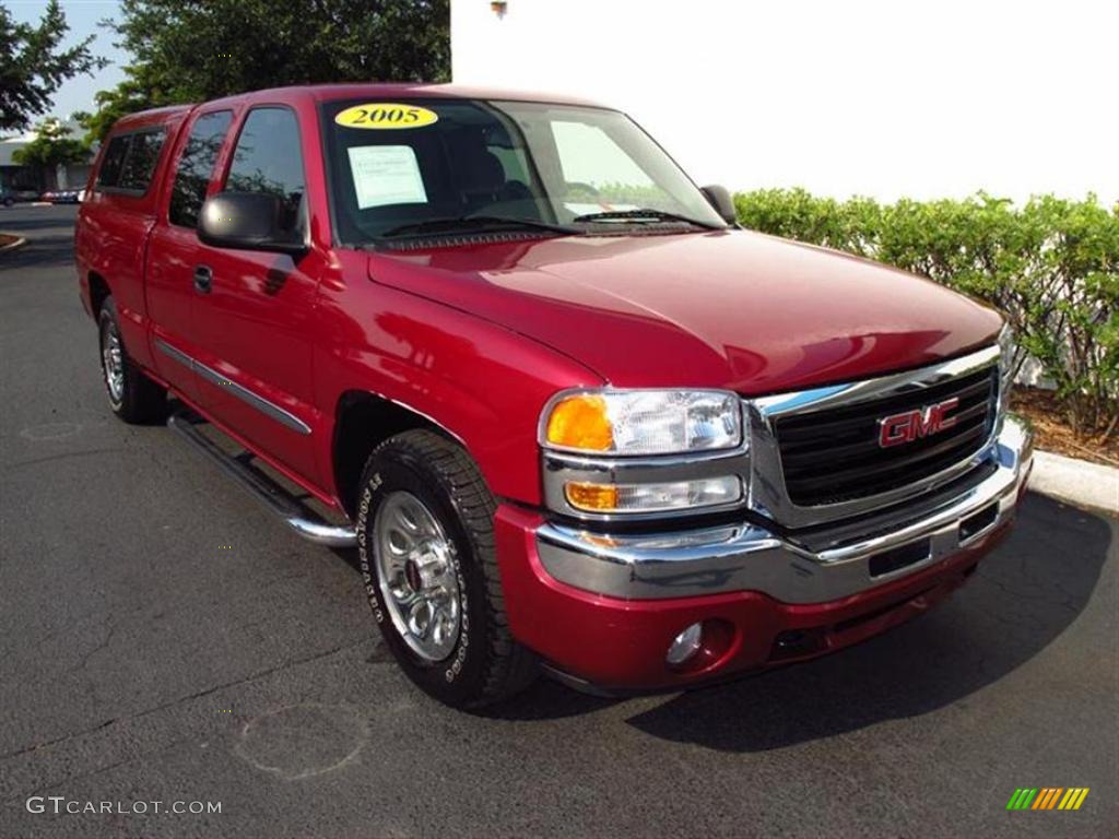 2005 Sierra 1500 SLE Extended Cab - Sport Red Metallic / Dark Pewter photo #1