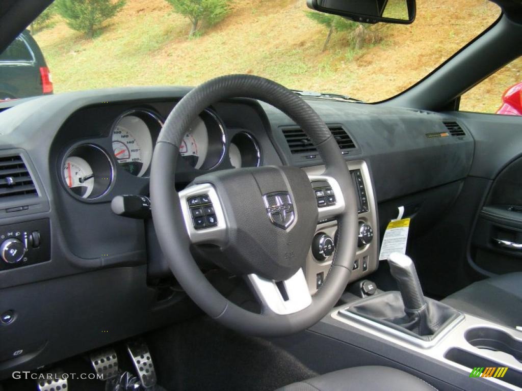 2011 Dodge Challenger SRT8 392 Dark Slate Gray Steering Wheel Photo #49297103