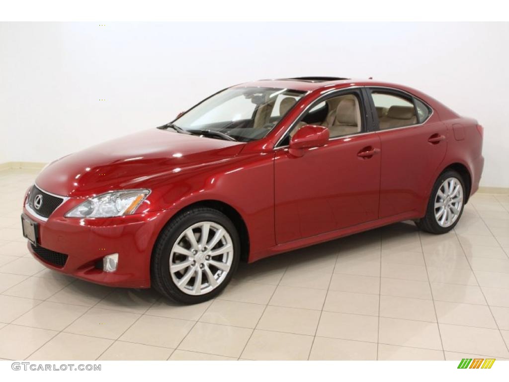 2008 IS 250 AWD - Matador Red Mica / Cashmere Beige photo #3