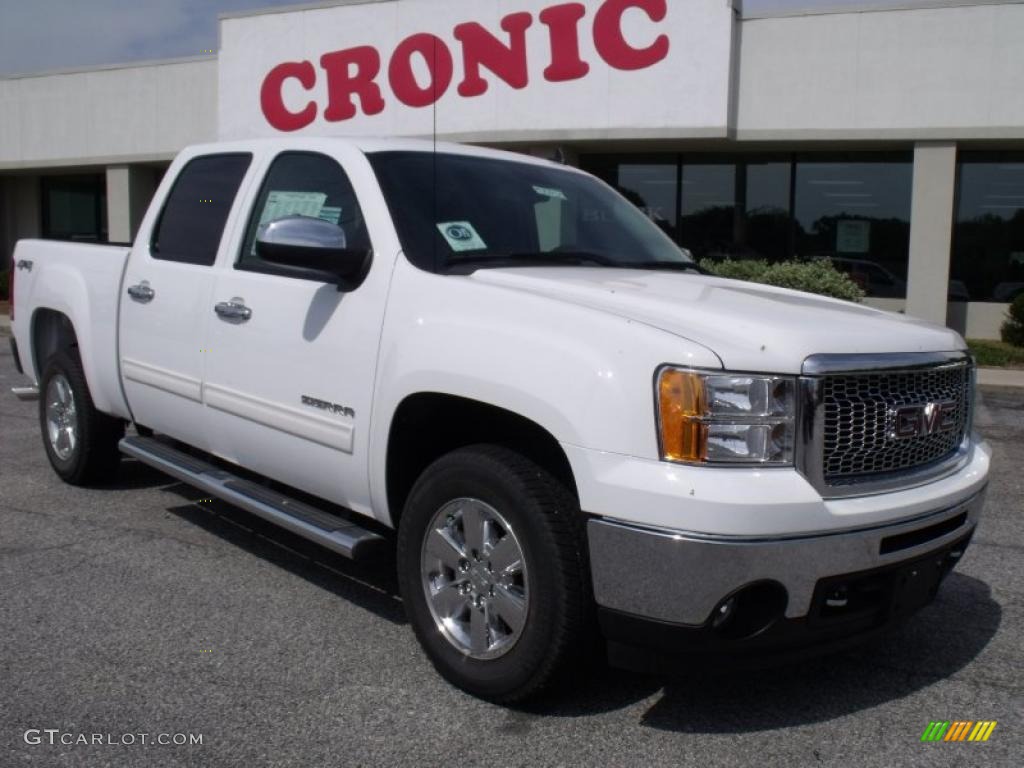 2011 Sierra 1500 SLE Crew Cab 4x4 - Summit White / Ebony photo #1