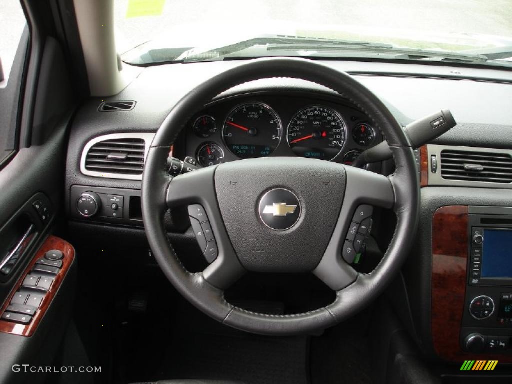 2010 Chevrolet Silverado 3500HD LTZ Crew Cab Dually Ebony Steering Wheel Photo #49317033