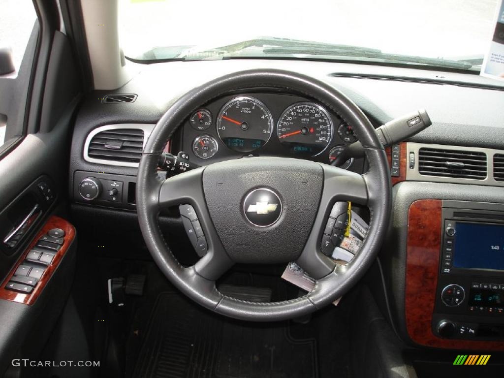 2010 Chevrolet Silverado 3500HD LTZ Crew Cab Dually Ebony Steering Wheel Photo #49317291