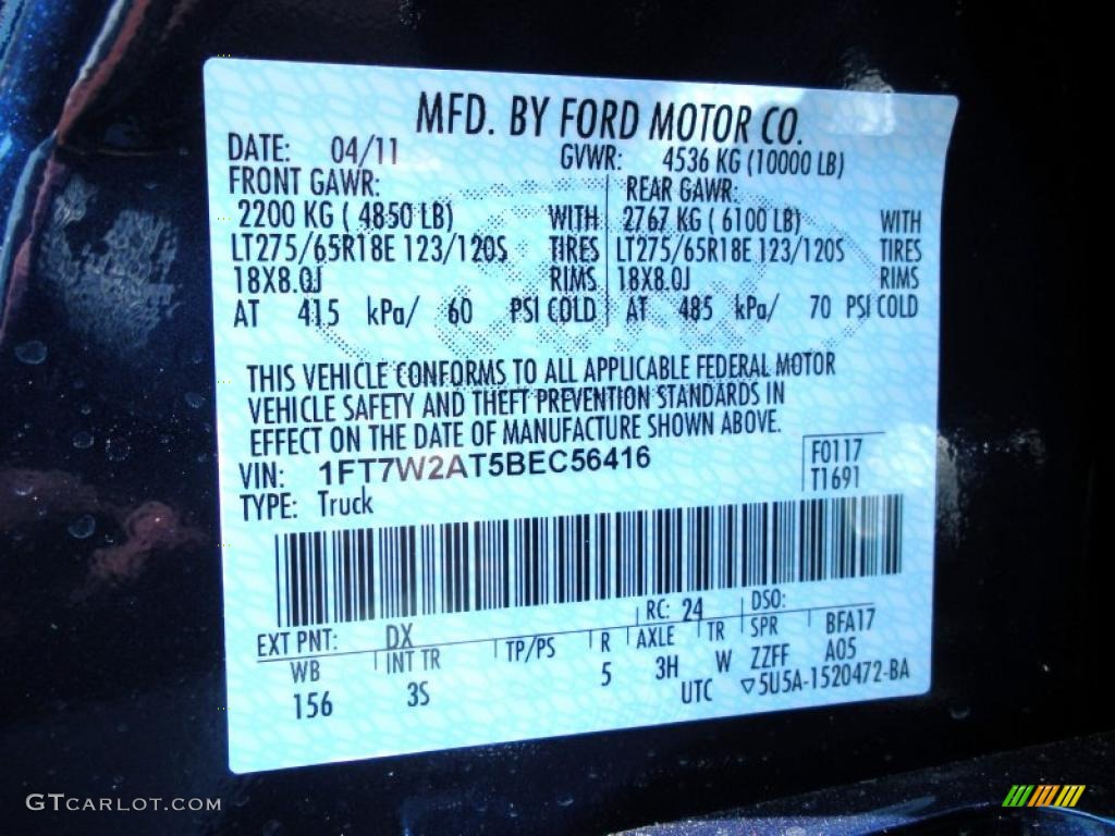 2011 F250 Super Duty Color Code DX for Dark Blue Pearl Metallic Photo #49317582