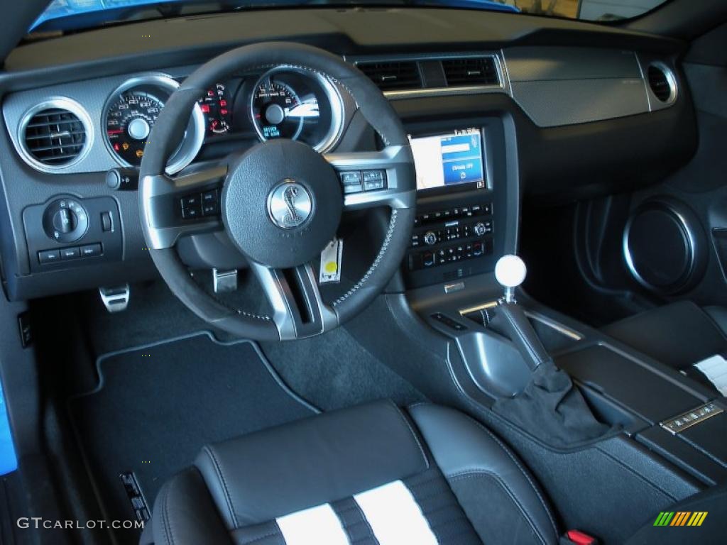 Charcoal Black/White Interior 2012 Ford Mustang Shelby GT500 SVT Performance Package Coupe Photo #49318653