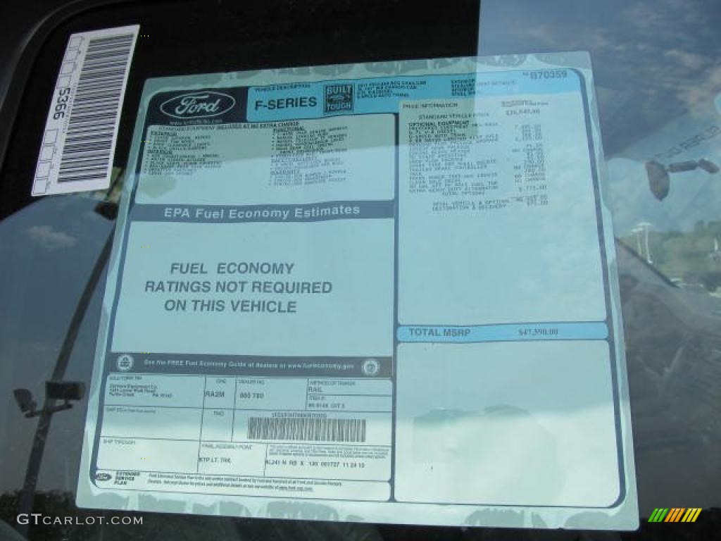 2011 Ford F550 Super Duty XL Regular Cab 4x4 Dump Truck Window Sticker Photo #49322529
