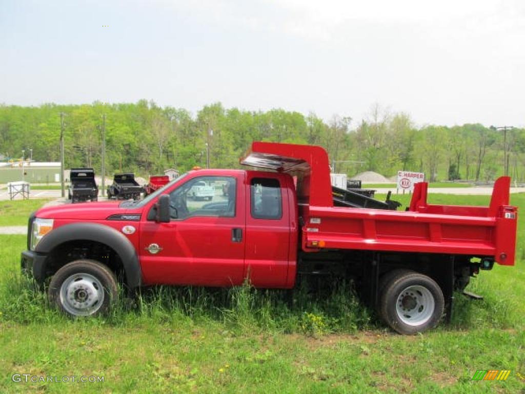 Vermillion Red 2011 Ford F550 Super Duty XL Super Cab 4x4 Dump Truck Exterior Photo #49323612