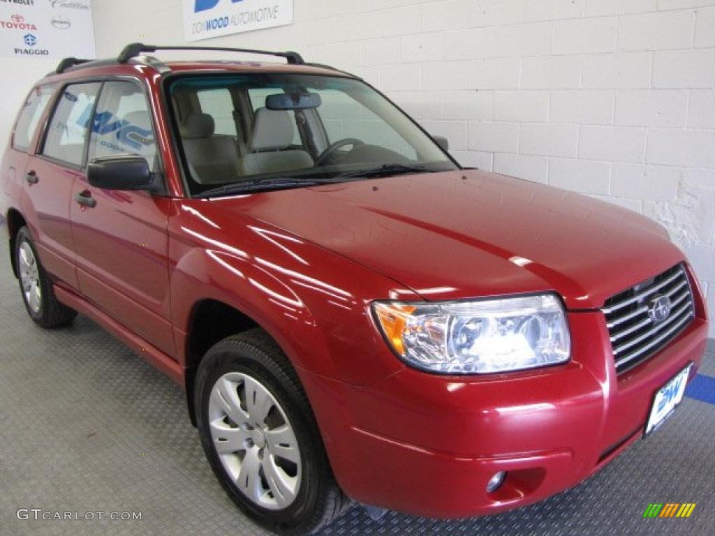 2008 Forester 2.5 X - Garnet Red Pearl / Desert Beige photo #1