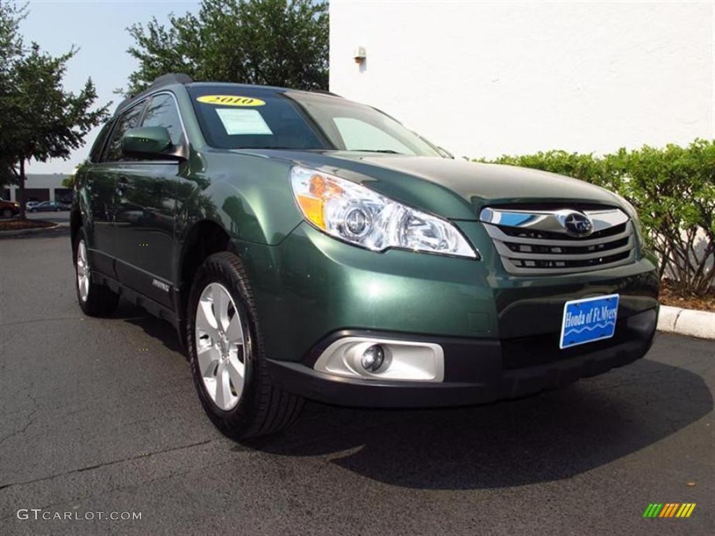 2010 Outback 2.5i Premium Wagon - Cypress Green Pearl / Warm Ivory photo #1