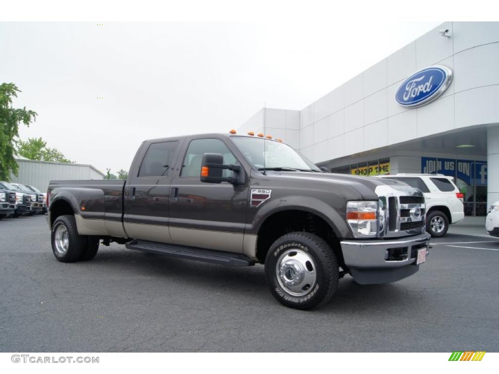 2008 F350 Super Duty Lariat Crew Cab 4x4 Dually - Dark Stone Metallic / Camel photo #1