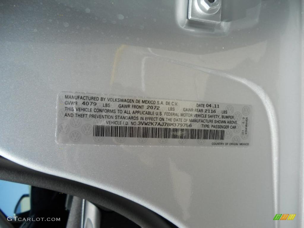 2011 Jetta S Sedan - Reflex Silver Metallic / Titan Black photo #22