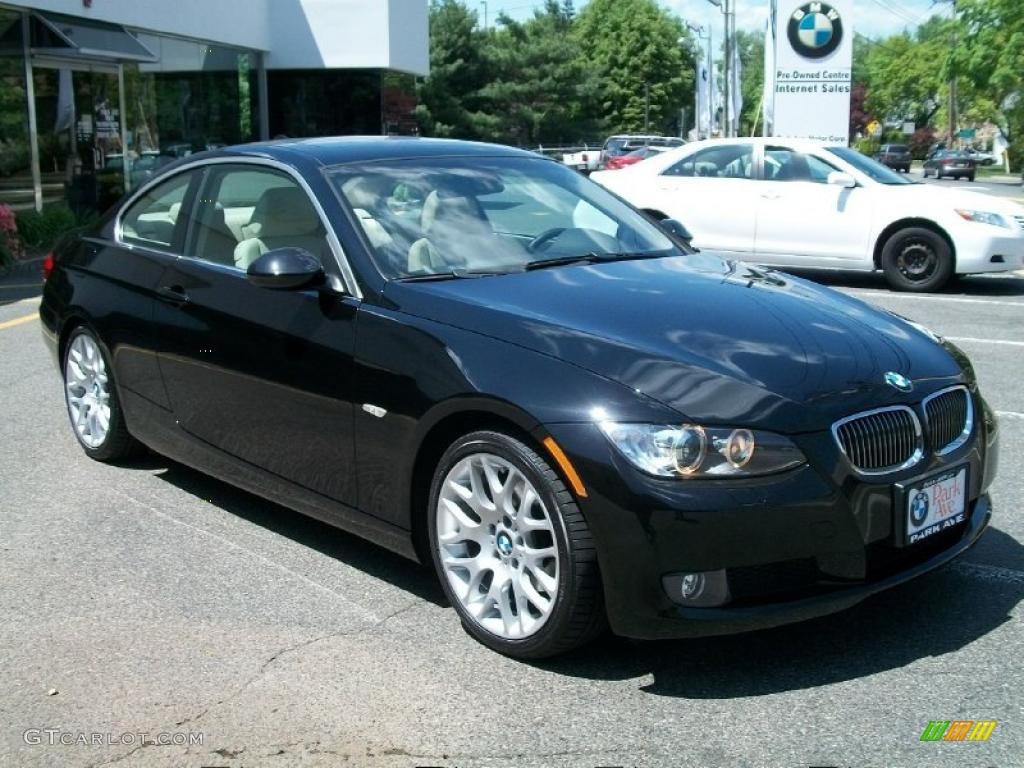 2008 3 Series 328i Coupe - Jet Black / Cream Beige photo #3