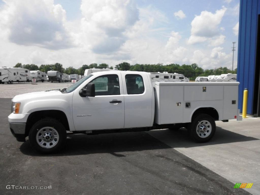 Summit White 2011 GMC Sierra 2500HD Work Truck Extended Cab 4x4 Commercial Exterior Photo #49355437