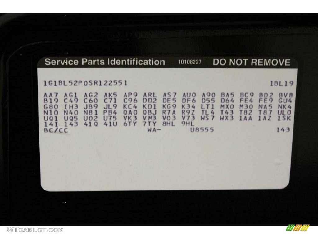 1995 Chevrolet Impala SS Info Tag Photo #49358812