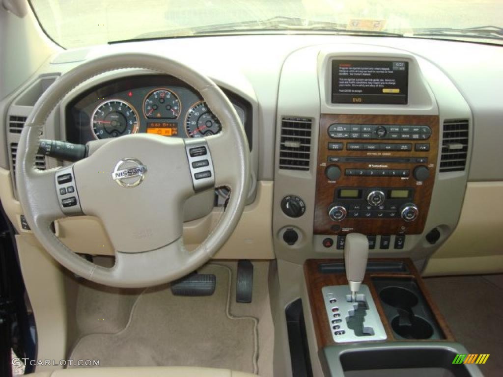 2009 Nissan Titan LE Crew Cab 4x4 Almond Dashboard Photo #49360015