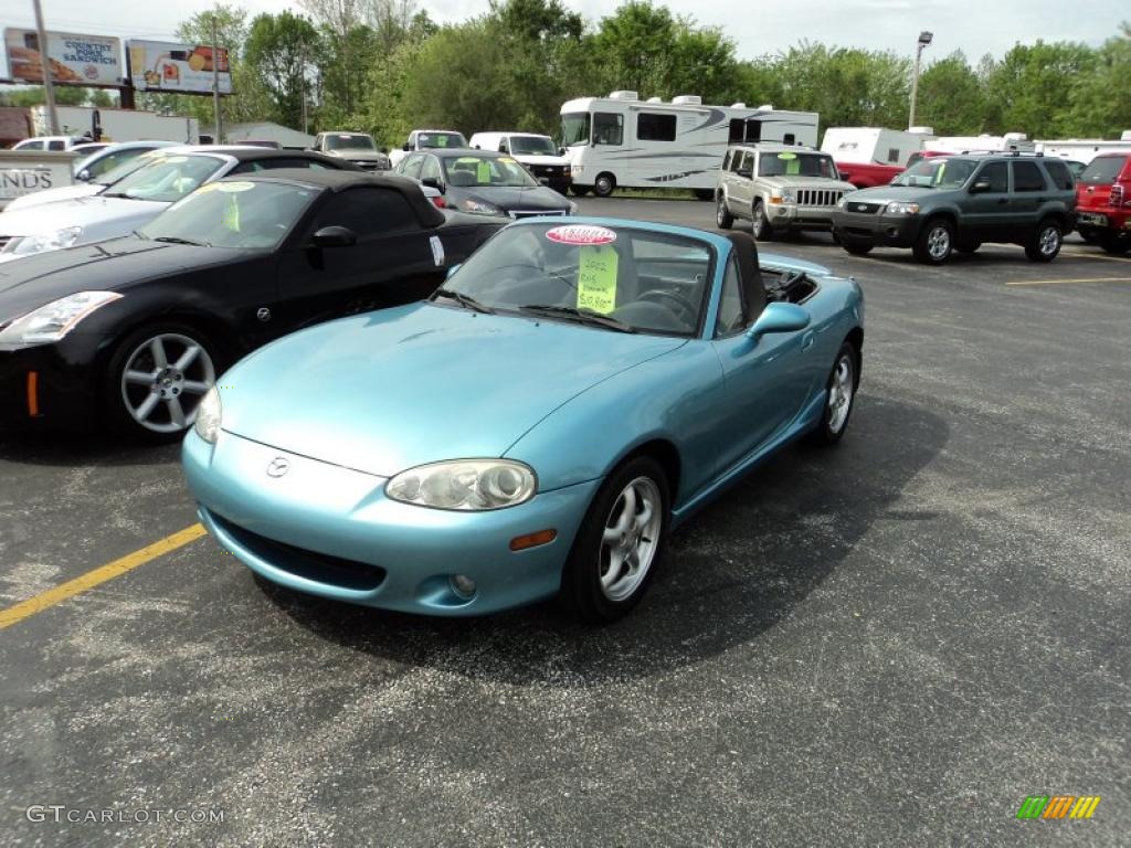 2002 MX-5 Miata Roadster - Crystal Blue Metallic / Black photo #3