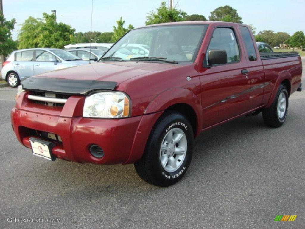2002 Frontier XE King Cab - Molten Lava Red Pearl / Gray photo #6