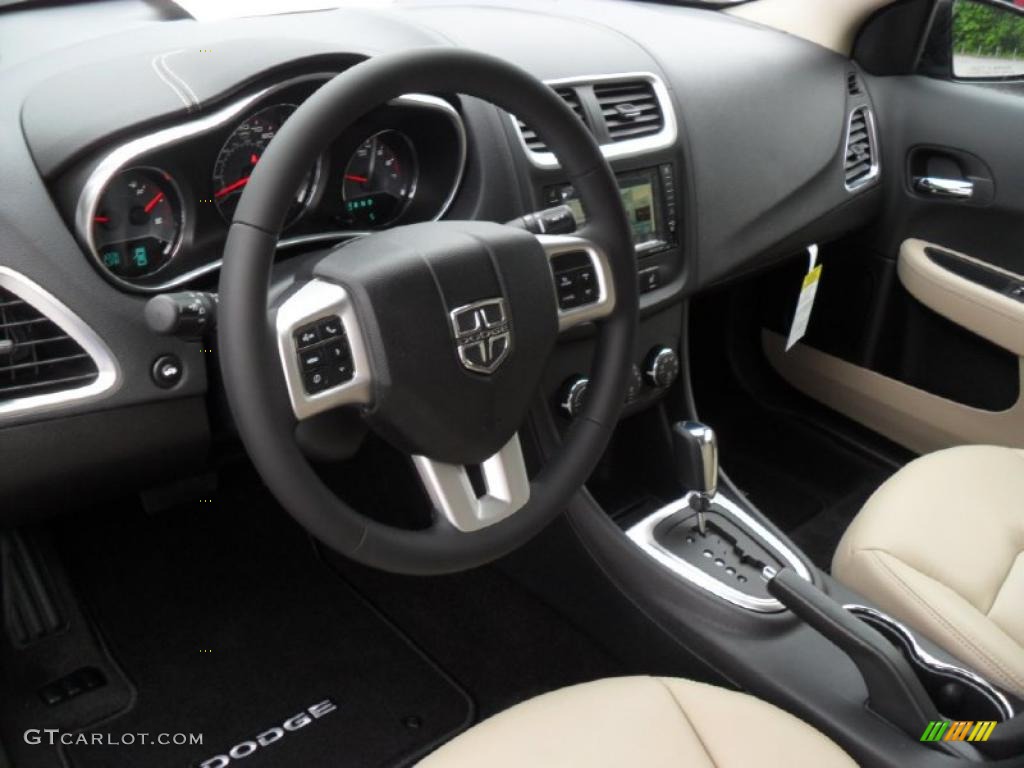 Black/Light Frost Beige Interior 2011 Dodge Avenger Lux Photo #49363163