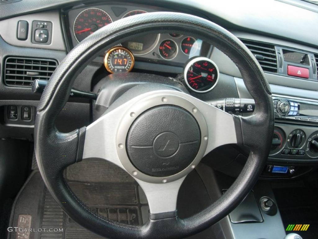 2003 Mitsubishi Lancer Evolution VIII Black Steering Wheel Photo #49363799