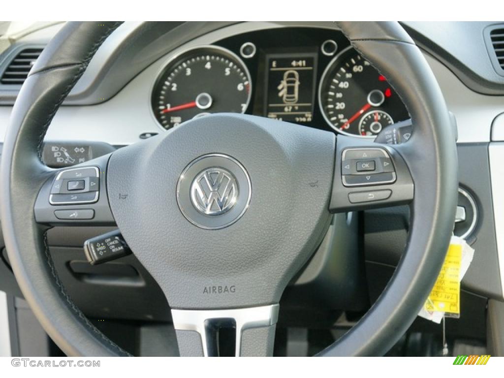 2010 Volkswagen CC Sport Black Steering Wheel Photo #49373449