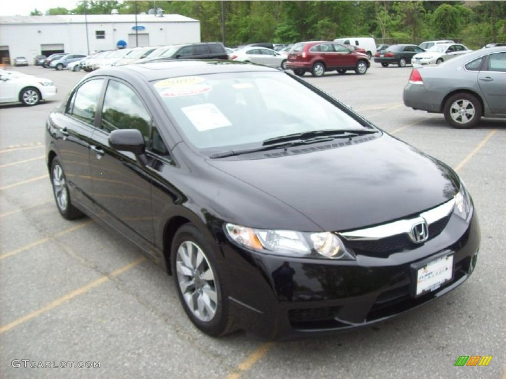 2009 Civic EX Sedan - Crystal Black Pearl / Gray photo #1