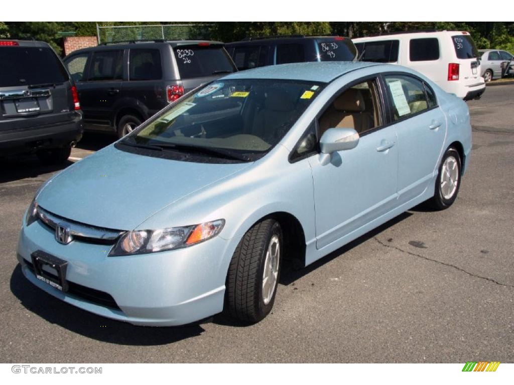 2007 Civic Hybrid Sedan - Opal Silver Blue Metallic / Ivory photo #1