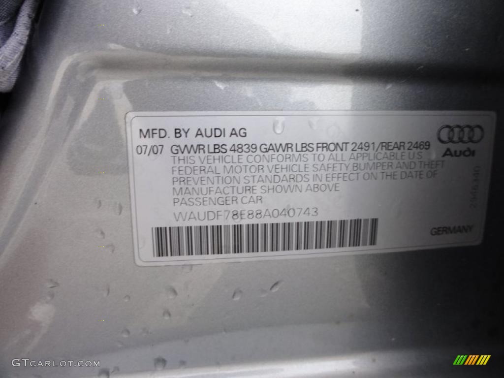 2008 A4 2.0T quattro S-Line Sedan - Quartz Grey Metallic / Light Gray photo #42