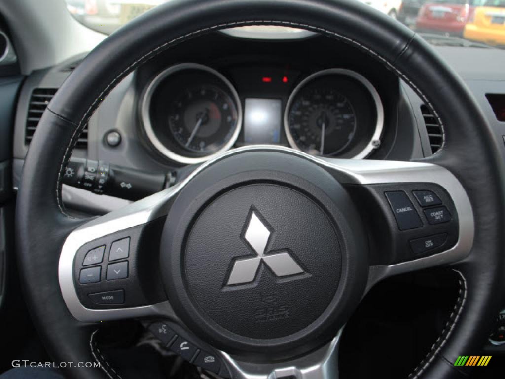 2010 Mitsubishi Lancer Evolution GSR Black Sport Fabric Steering Wheel Photo #49383311