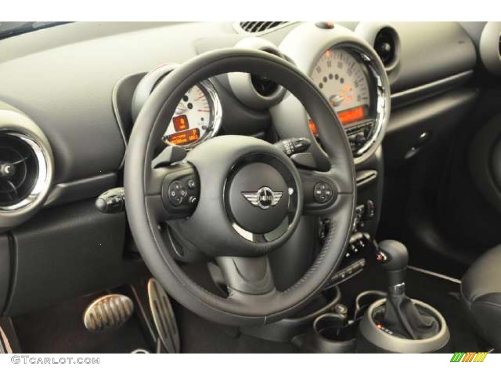 2011 Mini Cooper S Countryman All4 AWD Gravity Carbon Black Leather Steering Wheel Photo #49386030