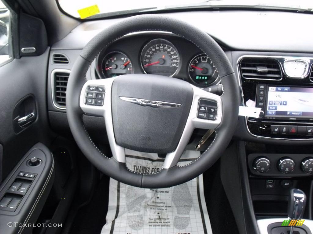 2011 Chrysler 200 S Black Steering Wheel Photo #49394375