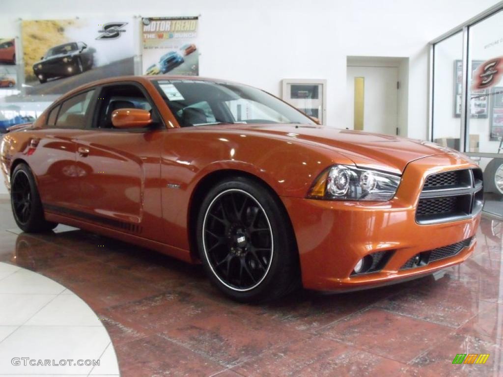 Toxic Orange Pearl 2011 Dodge Charger R/T Plus Exterior Photo #49395239