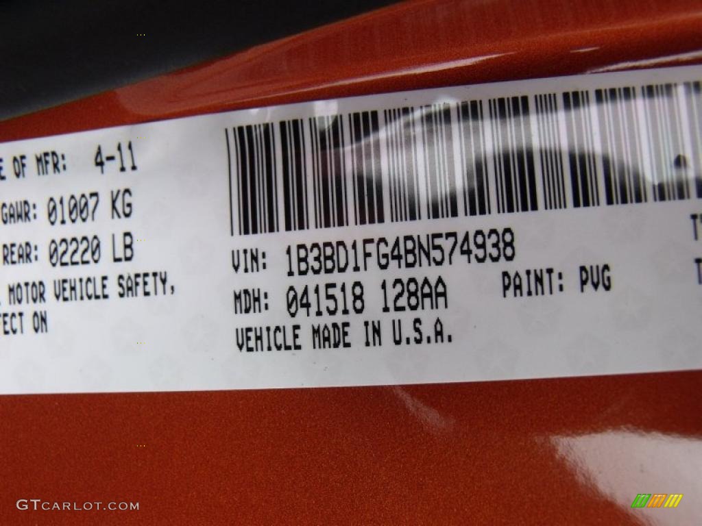 2011 Avenger Color Code PVG for Mango Tango Pearl Photo #49395761